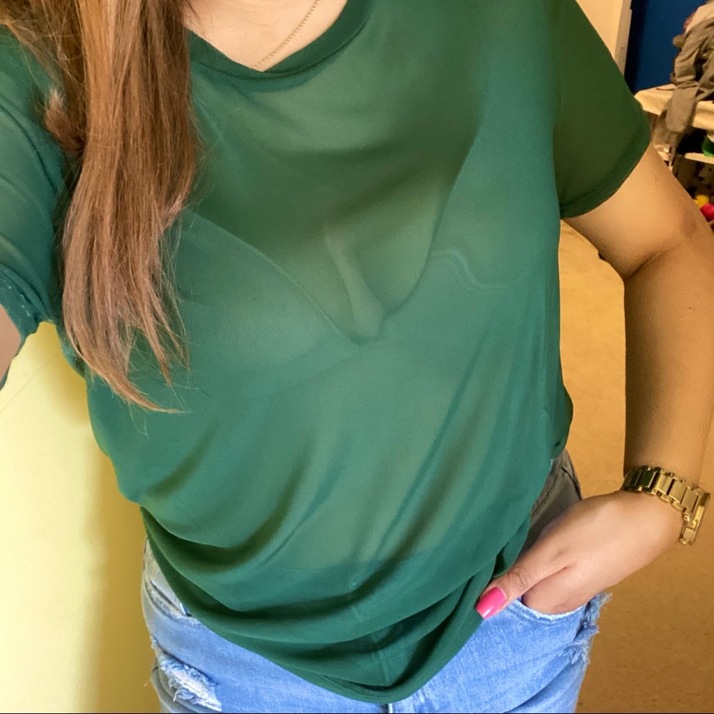 Forever21 Green Mesh Top